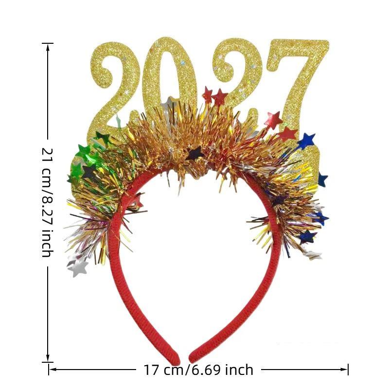 Светящаяся Рождественская повязка на голову 2027 Милый блестящий обруч для волос Новогодний костюм Вечеринка Аксессуар для женщин Девушек Праздничный наряд
