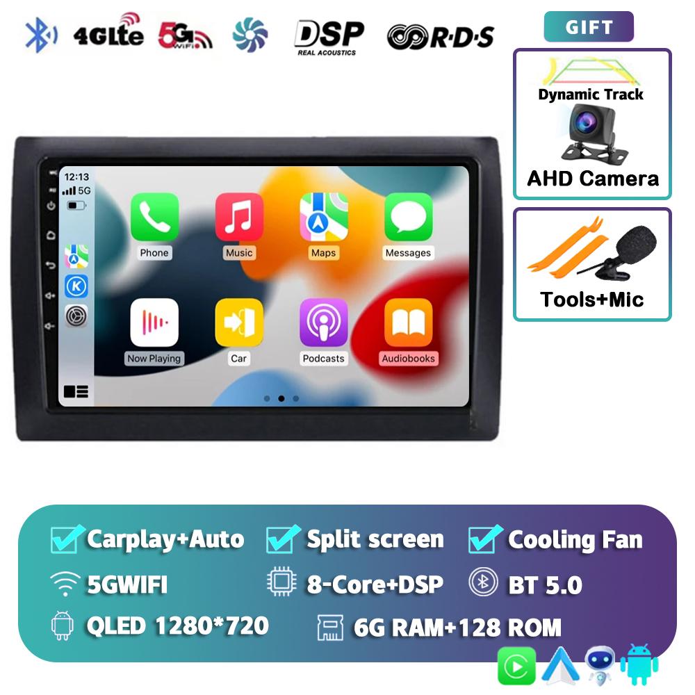 Android 14 Автомагнитола с CarPlay для Fiat Stilo 2001-2010 Мультимедийный видеоплеер GPS-навигация 4G+WIFI Стерео Аудио Головное устройство