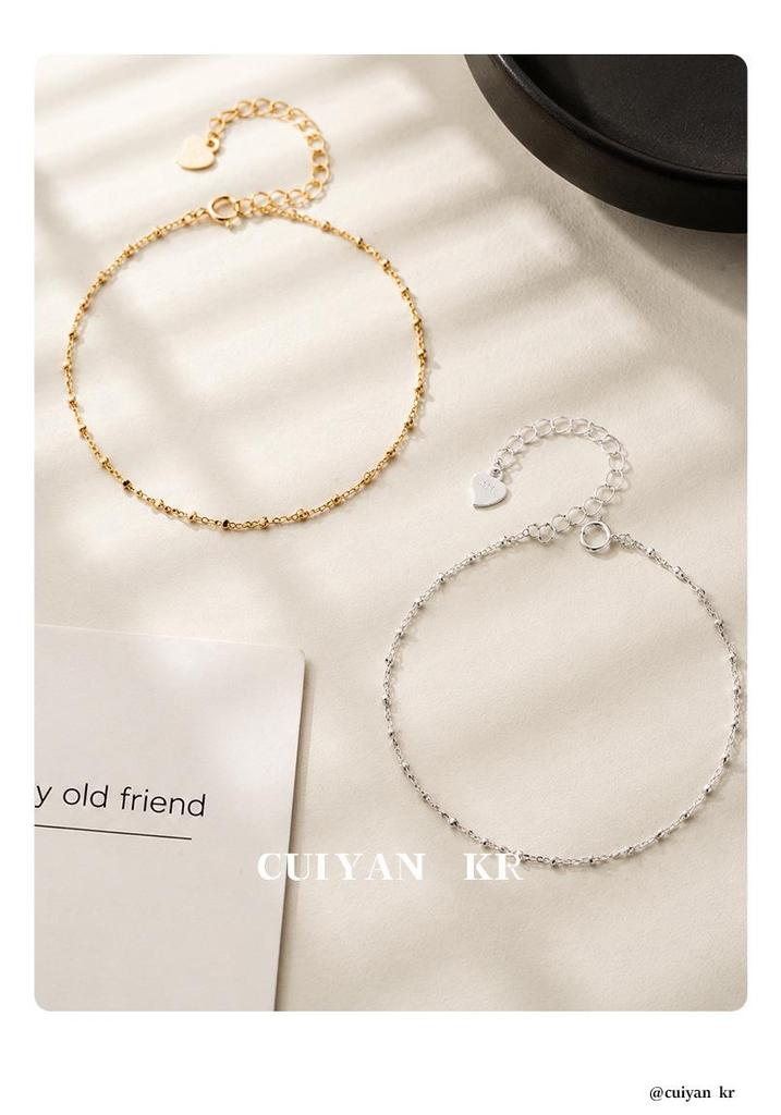Cui Yan S925 Sterling Silver Korean INS Small Square Bracelet for Women - High-End Best Friend Jewelry