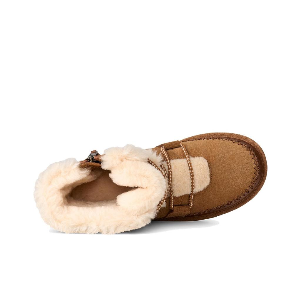 UGG Classic Novelty Cow Split Leather Round Toe Thick Sole Short Snow Boots Women Boots Brown 1174574-CHE