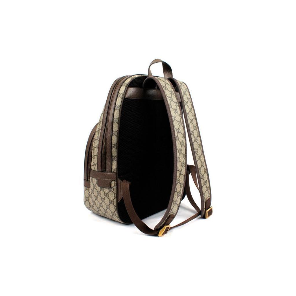 Gucci Ophidia Logo Stripe Web Canvas And Leather Medium Backpack Unisex backpacks Ebony Brown 547967-9U8BT-8994