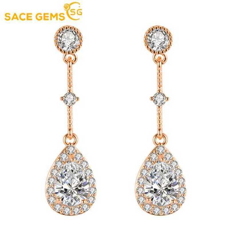 Sace Gems Классические серьги с цирконом из медного сплава для женщин, подарки на свадьбу