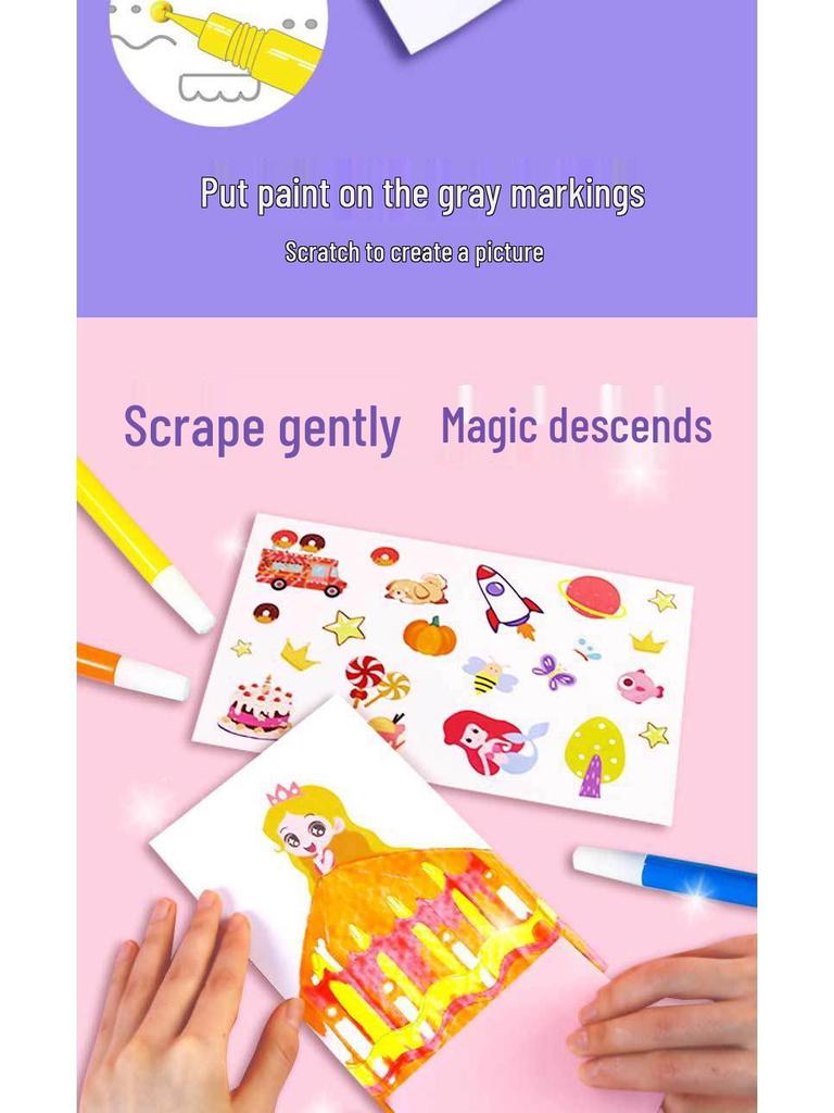 Kids' Rainbow Scratch Art DIY Pointillism Bookmarks & Postcards