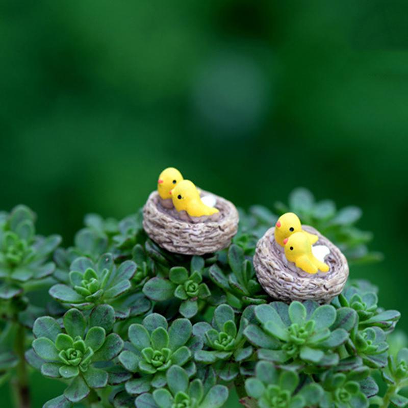 Mini Nest With Birds Fairy Garden Miniatures Gnomes Moss Terrariums Resin Crafts Figurines For Home Decoration Accessories