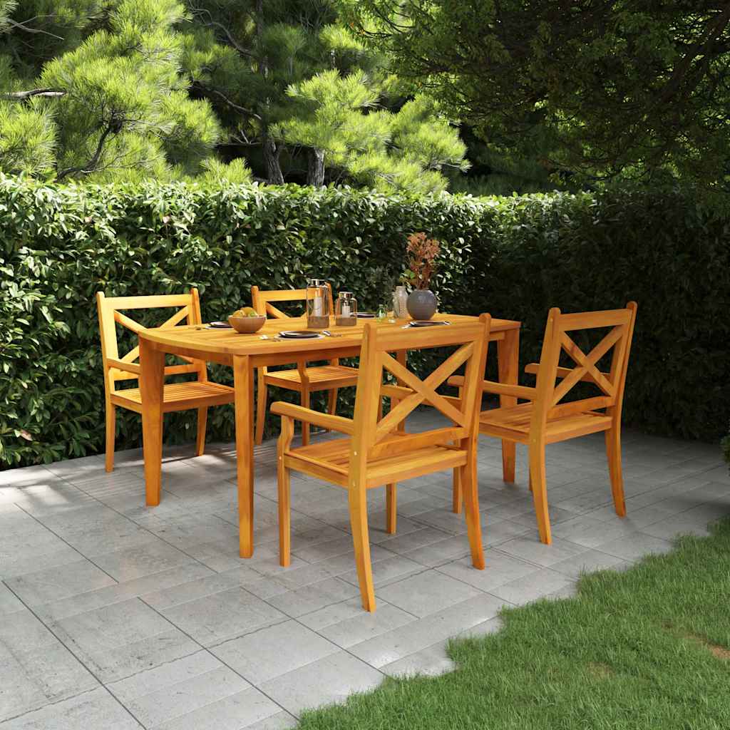 5 Piece Garden Dining Set Solid Acacia Wood