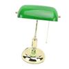 Банковская лампа с абажуром из зеленого стекла, теплая настольная винтажная библиотечная лампа с выключателем на цепочке, железное основание