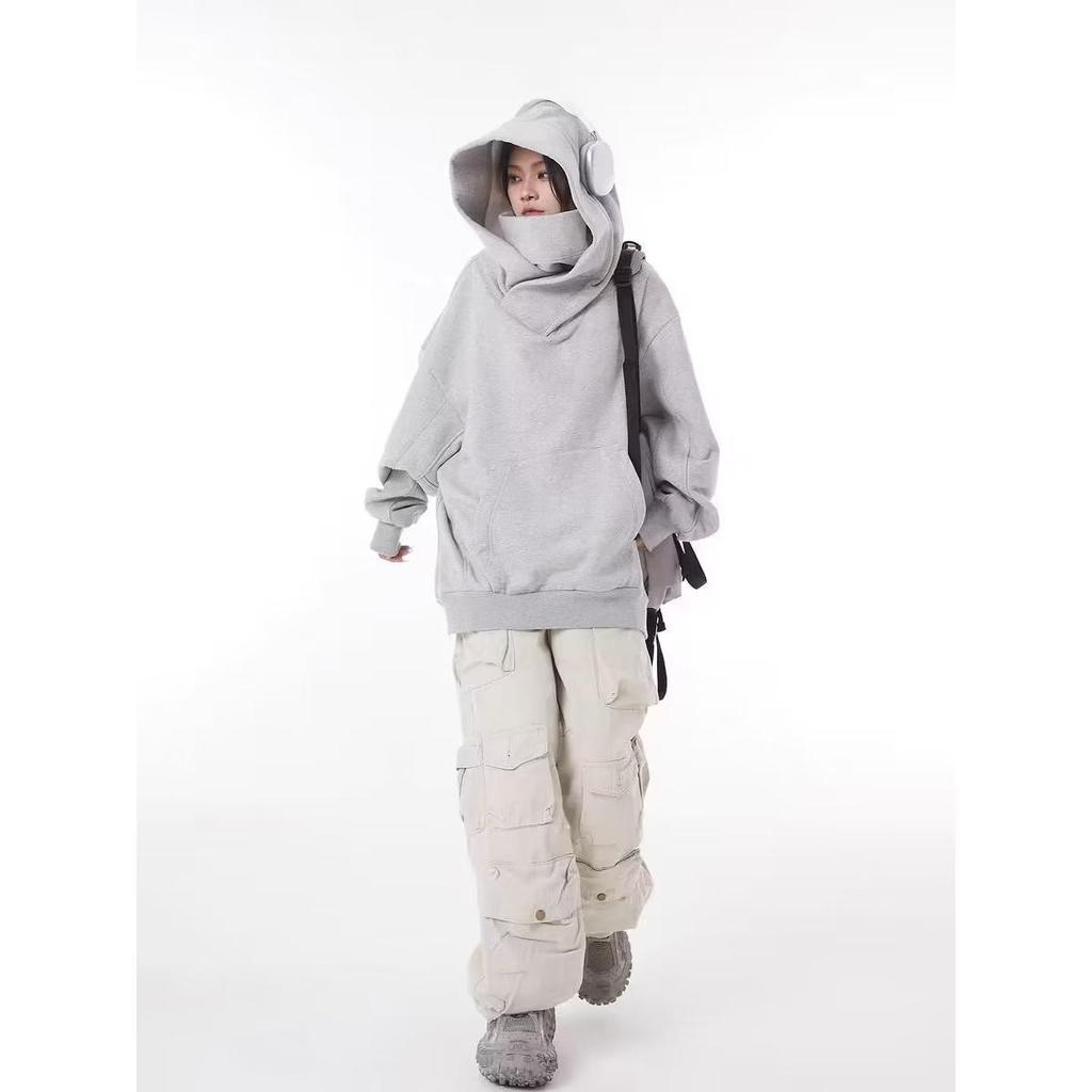Женские осенние толстовки-водолазки Ninja Мужские флисовые толстовки Y2K Vintage Hip Hop Japanese Streetwear Oversize Hoodie