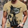 Summer Men's T Shirt Short Sleeve Animal Print Casual O-Neck Oversized Pullover Fashion Streetwear Male Clothing Cat T-Shirts
