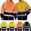 Hi Viz High Visibility Work Jacket Coat Mens Reflective Safety Sweatshirt Hooded Coat
