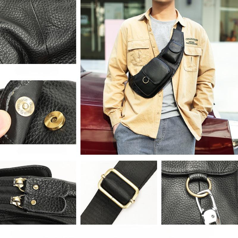 Винтажная нагрудная сумка из натуральной кожи для мужчин, повседневная мужская сумка через плечо на одно плечо с верхним слоем из коровьей кожи, полумесяц, нагрудная сумка