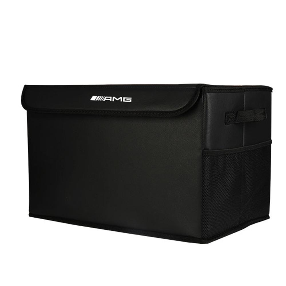 Leather Car Trunk Storage Box Organizer Tidying Auto Emblem Accessories For Mercedes Benz A B C R G Class AMG GLK GLA W204 W251