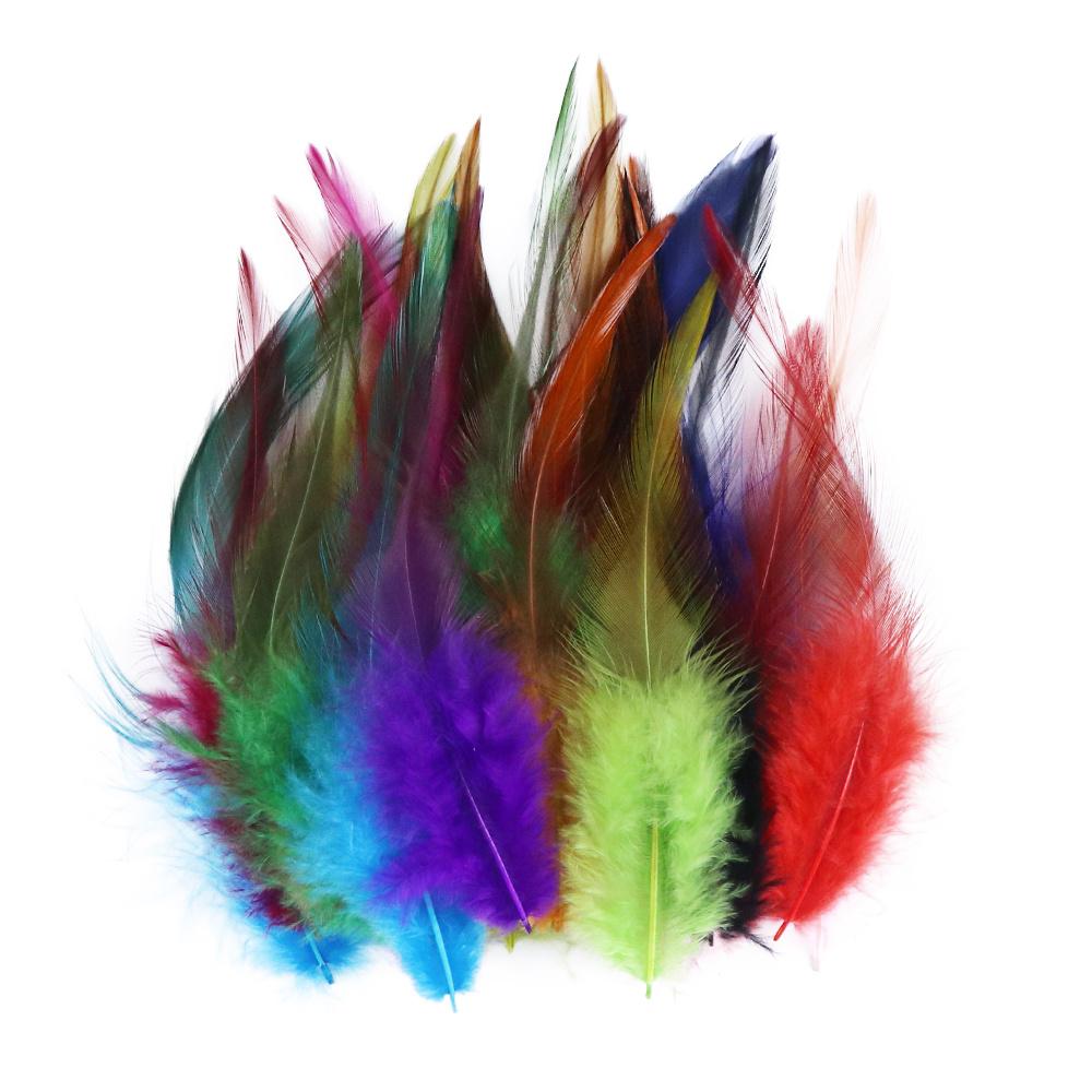 Натуральные куриные перья 10-15см Мягкие петушиные перья для шитья Карнавальные свадебные поделки Украшение для платья одежды