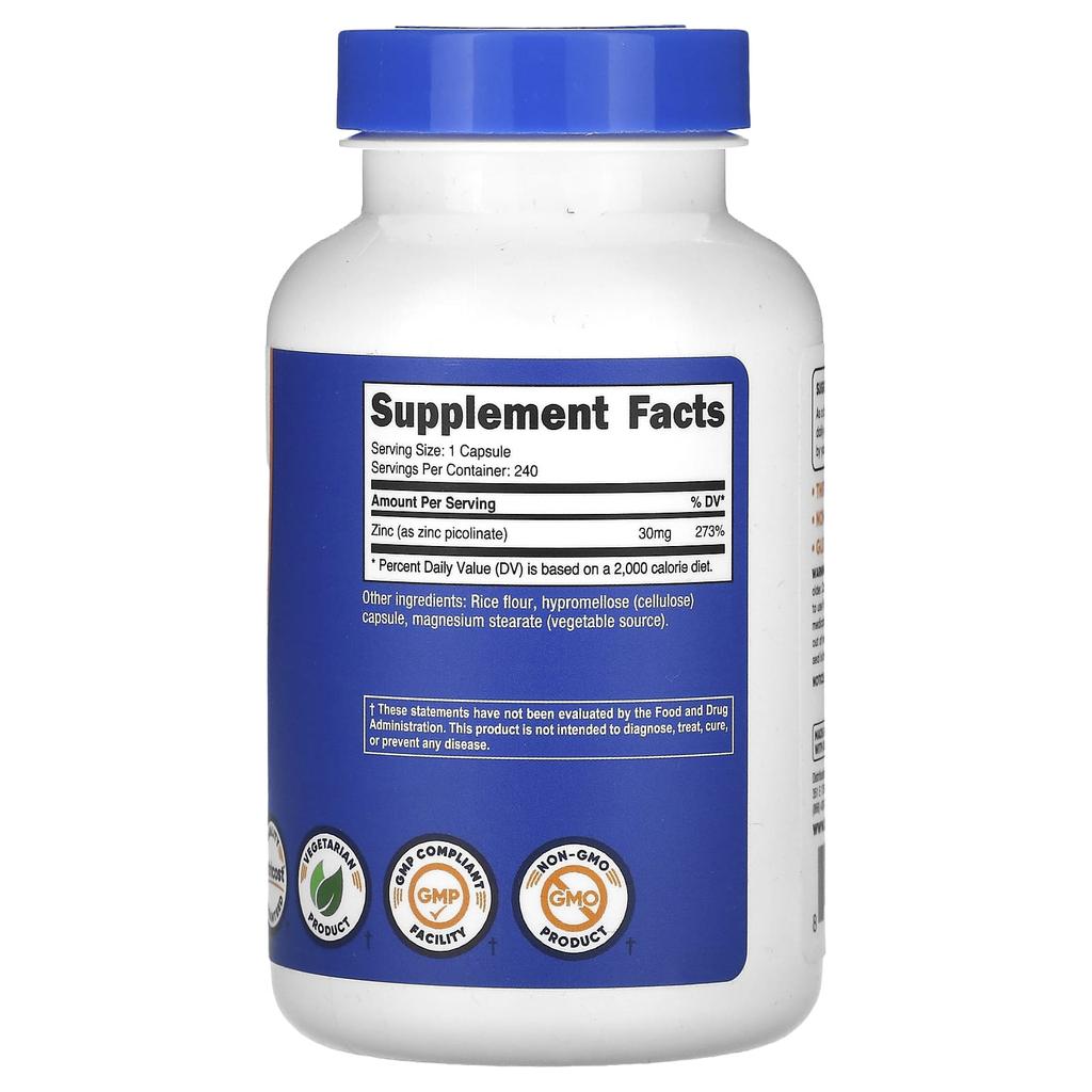 Zinc Picolinate, 30Mg, 240 Capsules