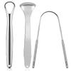 3pcs Metal Tongue Scraper Cleaner for Adults & Kids, Portable Stainless Steel Tongue Scrapers Brushes for Removing