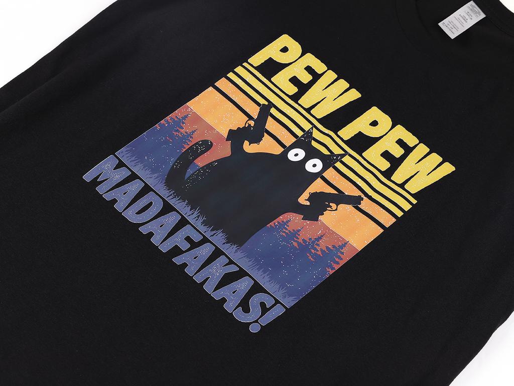 Футболка Pew Pew Madafakas для мужчин с коротким рукавом, новинка, забавная футболка с котом, винтажные летние топы, рубашки, футболка, футболка с круглым вырезом, уличная одежда