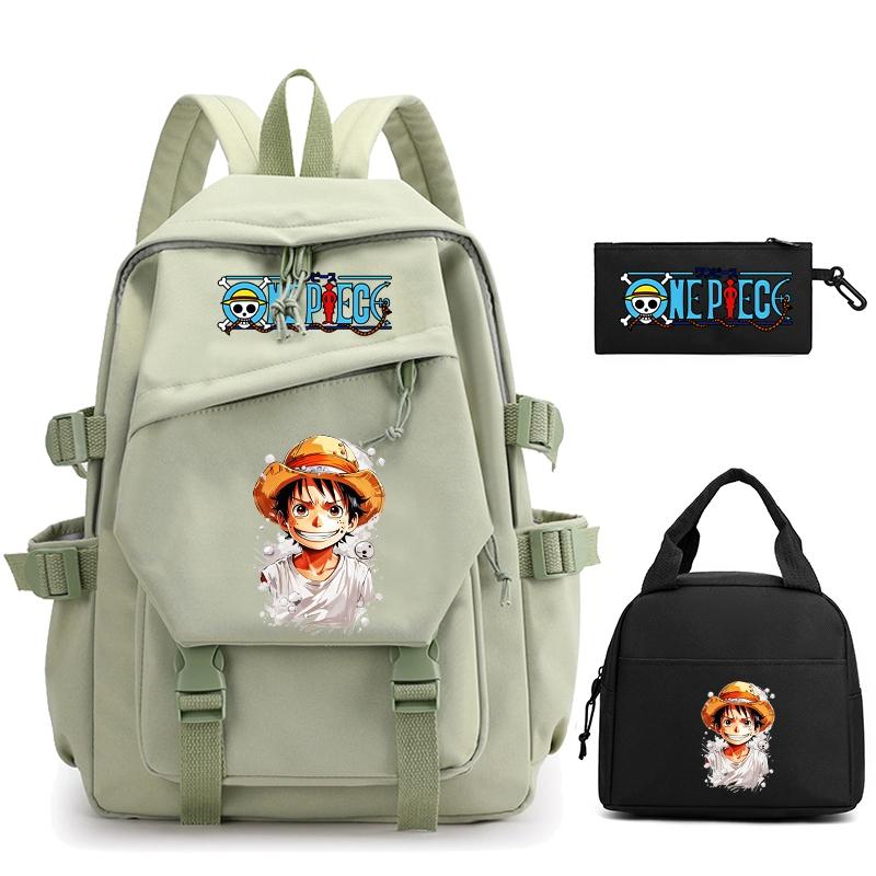 3 шт./компл., цельный нейлоновый рюкзак в стиле аниме с сумкой для обеда для девочек и мальчиков, школьный рюкзак для мужчин и женщин, дорожная сумка для отдыха