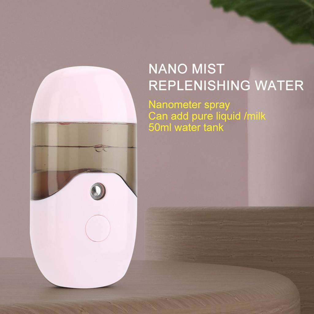 Нано-распылитель емкостью 50 мл, портативный ручной распылитель для увлажнения лица, розовый