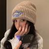 Новая теплая шерстяная шапка Универсальная защита ушей Вязаная шапка-бандана Женская Осень и Зима Показать Маленькая Мода
