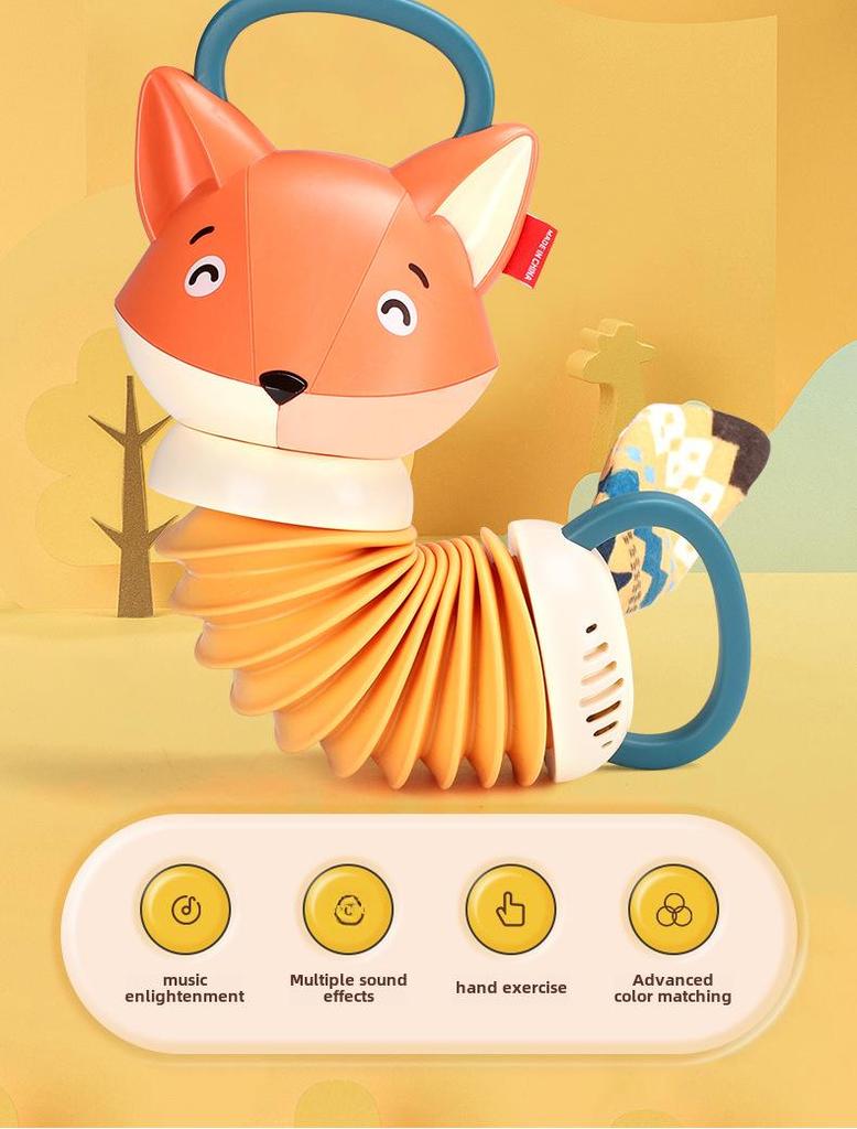 Baby Fox Accordion Rattle Toy for Strollers - Early Education
