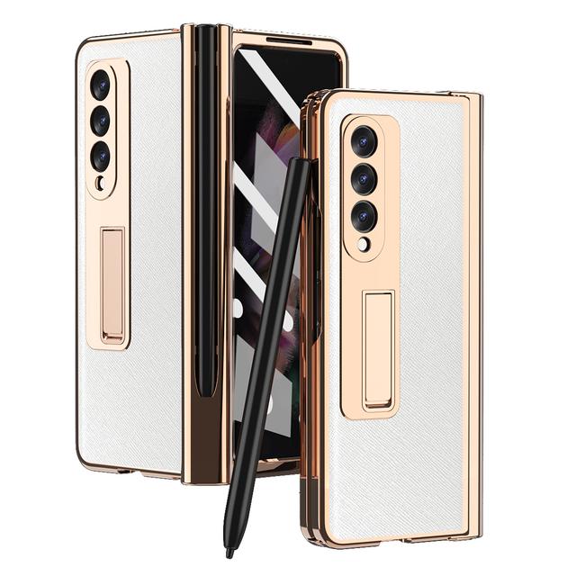 Магнитный кожаный чехол с покрытием S Pen для Samsung Galaxy Z Fold 4 5G Kickstand 360, полноэкранный защитный чехол для телефона Z Fold 3