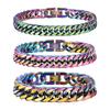 8mm/10mm/12mm Cuban Link Stainless Steel Man Bracelet Rainbow Colored Square Link Wristband Jewelry Gift for Dad Valentine's day