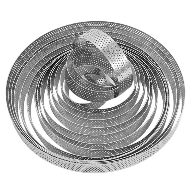 5 шт. круглых колец из нержавеющей стали для тарталеток, жаропрочных перфорированных форм, самодельных форм для мусса, фруктового пирога, тарталеток, пончиков, кухонных принадлежностей