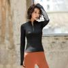 Женский топ для йоги, спортивная рубашка для йоги с длинным рукавом на молнии и отверстиями для больших пальцев, однотонная быстросохнущая дышащая рубашка для тренажерного зала и фитнеса