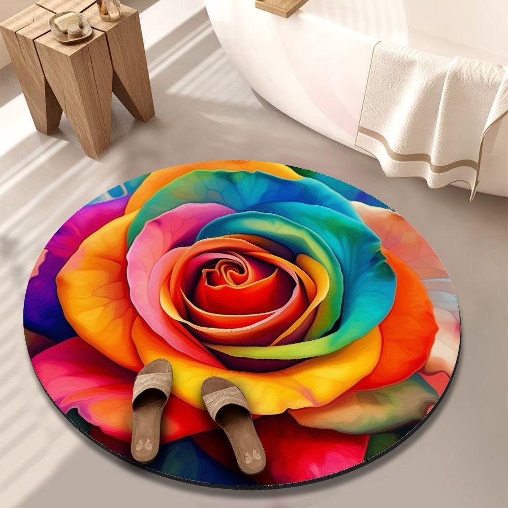 Нескользящий коврик для пола «Пион» специальной формы, коврик для пола в ванную комнату для гостиной, чайного столика, прикроватный