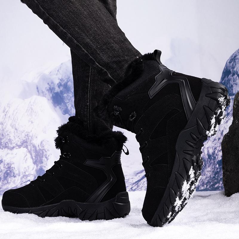 New snow boots men's large size velvet thickened thermal cotton shoes winter high-top outdoor mountaineering combat boots
