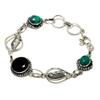 Black Spinel Malachite Gemstone 925 Silver Plated Jewelry Bracelet 6-8"