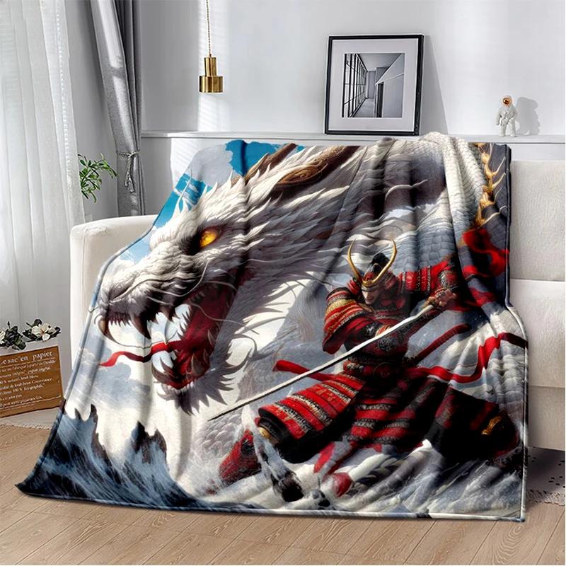 3D Japanese Samurai Bushido Katana Cartoon Game Blanket,Soft Throw Blanket for Home Bedroom Bed Sofa Travel Picnic Cover Kids