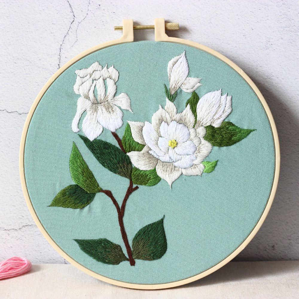 DIY Material Pack With Hoop Cross Stitch Embroidery Kit Bouquet Flower Needlecraft Needlework