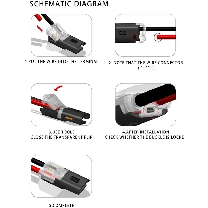 Быстроразъемный соединительный кабель для провода, обжимной клеммный блок, 2-контактный светодиодный автомобильный разъем-разветвитель 22-20AWG