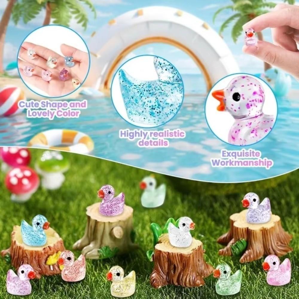 Mini Small Resin Duck Figure Toy Glittering Mini Tiny Ducks Miniature Duck Ornament  Garden Decor