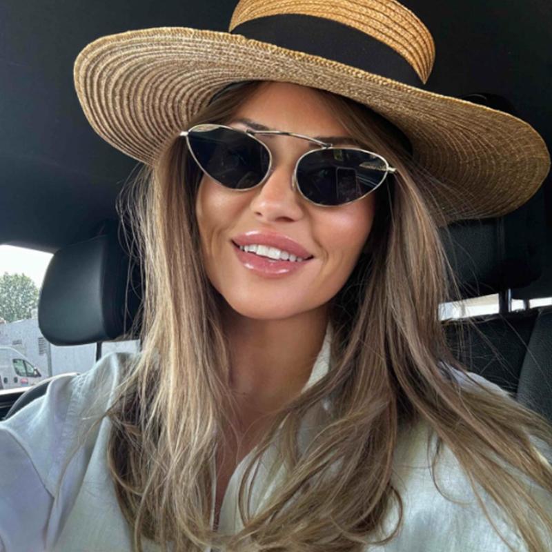 Small Metal Frame Cat Eye Sunglasses for Women Fashion Brand Sexy Triangle Women's Sunglasses 2024 Vintage Silver Eyewear Luxury