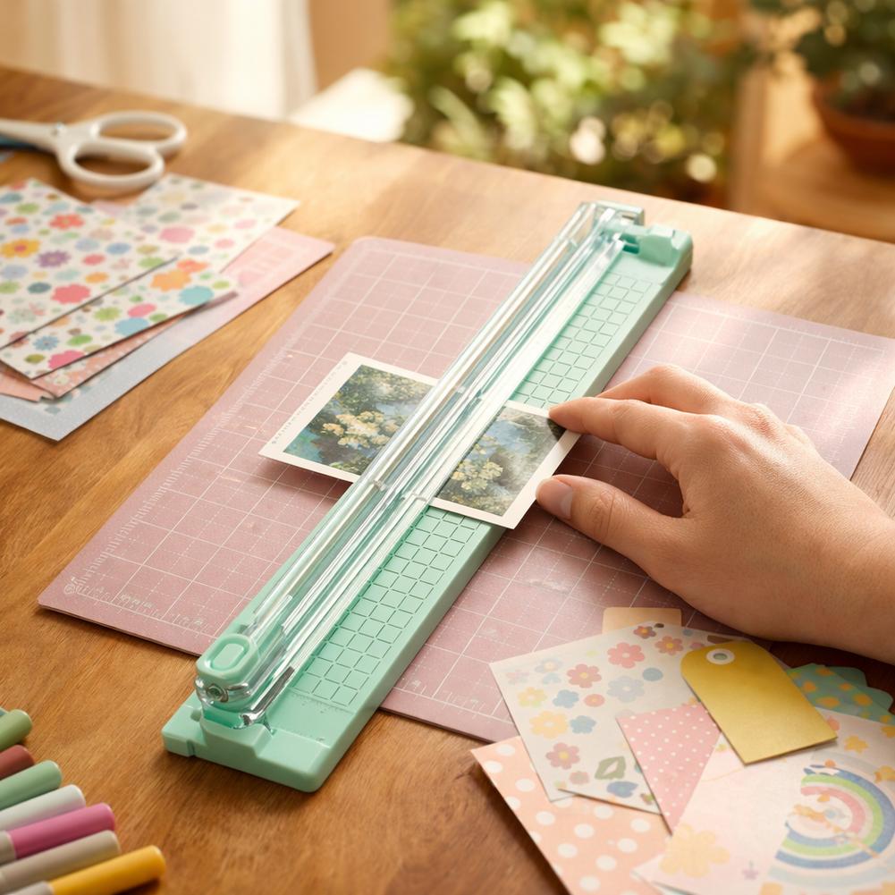 Paper Cutter Scrapbook Trimmer with Pull-out Ruler Print Paper Photo Cutters Guillotine Small Paper Cutting Machine Office