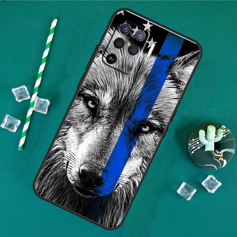 Police Thin Blue Line American Flag Phone Case For Oppo A18 A38 A58 A78 A98 A40 A60 A80 A91 A15 A17 A74 A94 A54 A57S A16 A76 A96