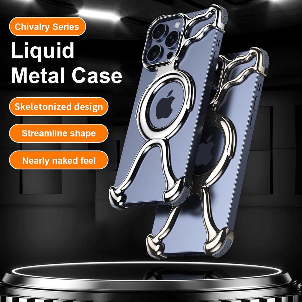 Роскошный чехол для мобильного телефона с магнитным жидким металлическим покрытием для iPhone 14 13 15 Pro Max, противоударный чехол с полым рассеивающим корпусом