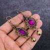 Серьги-обертки из натурального розового кружевного агата с медной проволокой 3,23 дюйма b5b39