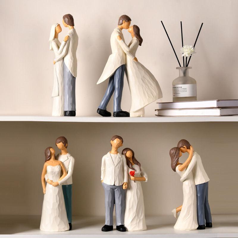 Handmade Resin Couple Figurine Decoration Home Decor Wedding Ornament Valentine Gift