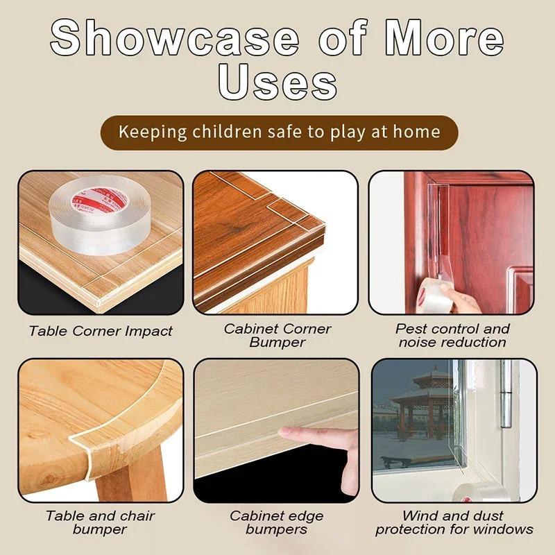 1PC 2m/78.74inch Guard Furniture Corner Protector Strip Self Adhesive Transparent Kids Collision Proof Soft Bumper Baby Safety