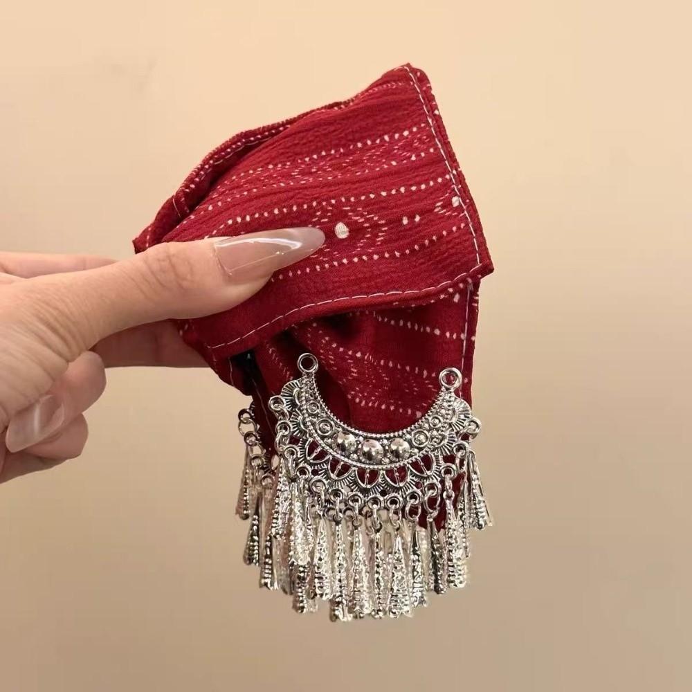 Striped Pattern Ethnic Style Hair Claw Silver Hair Accessory Triangle Shark Clip Travel