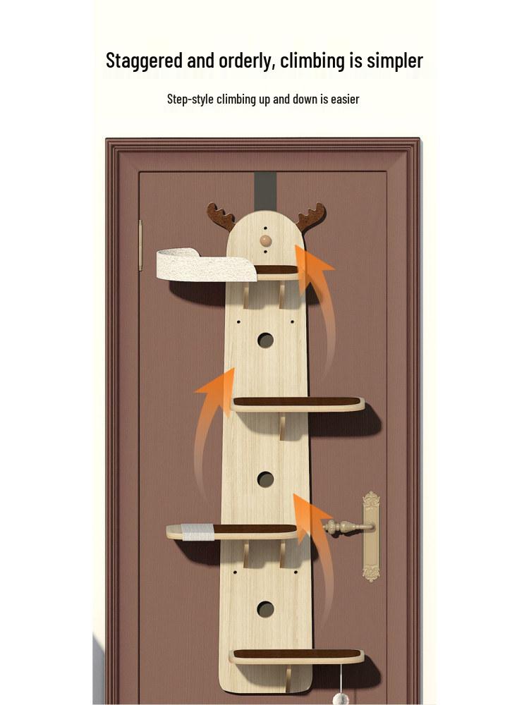 Настенное дерево-когтеточка и гамак для кошек: Компактная деревянная платформа-когтеточка и лежанка для кошек