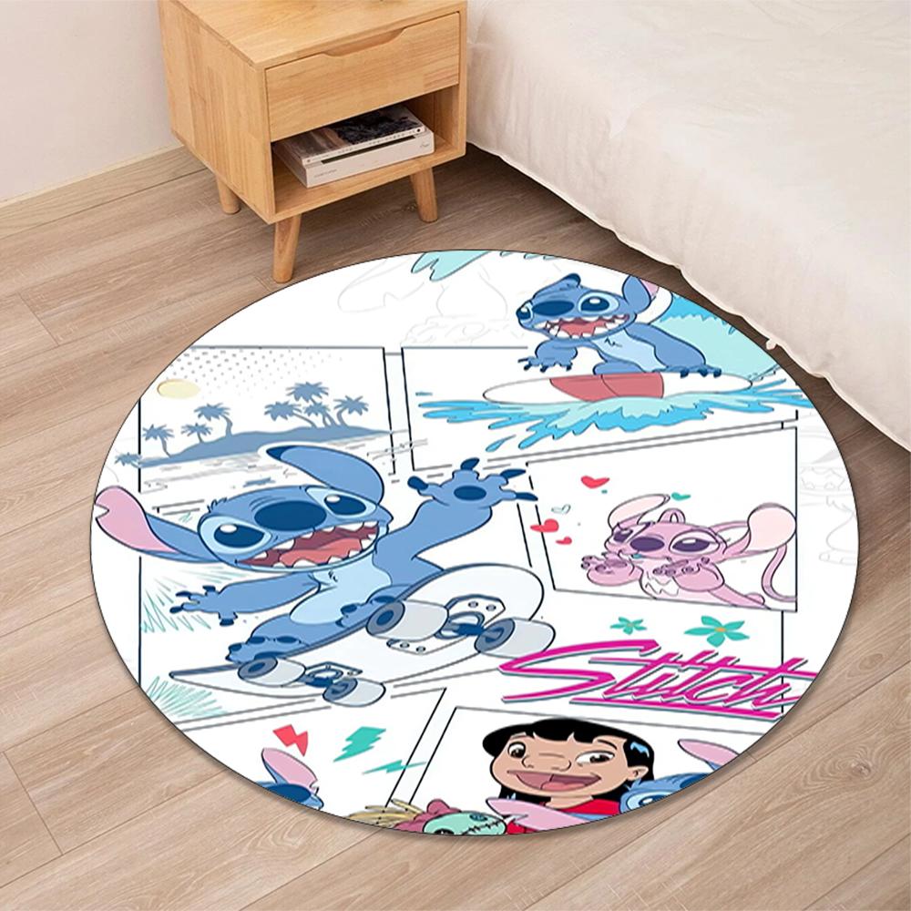 Stitch Printed Round Rug Carpet Chair Rug Area Rug Entryway Doormats,for Office Chair Living Room Bedroom Kitchen Room.