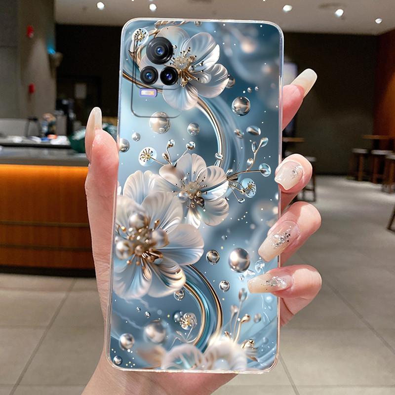 Чехол для VIVO V21E Y73 2021 V21 4G 5G Телефонный Чехол Прозрачный Эстетичный Роскошный Модный Бабочки Цветы Силиконовый Мягкий ТПУ Тонкий Корпус