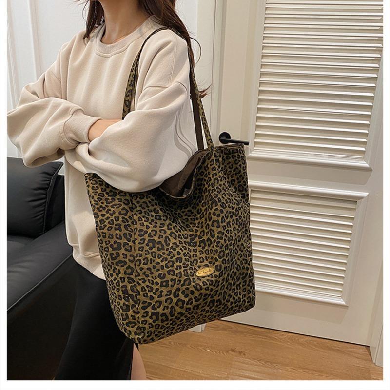 Двусторонняя холщовая сумка с леопардовым принтом, сумка через плечо, сумка большой вместимости, сумка-тоут большой вместимости
