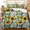 Sunflower Duvet Cover Set Girly Yellow Floral Print Twin Comforter Cover Women Blossom Flowers Polyester Bedding Set King Size