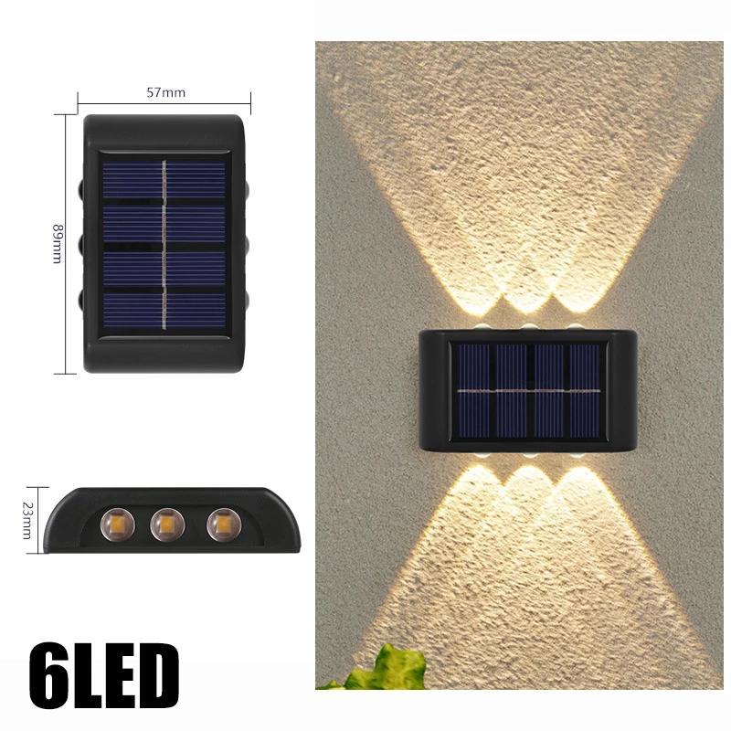 10/8/6/4LED Solar Wall Lamp Outdoor Waterproof Up and Down Luminous Lighting for Garden Fence Decoration Sunlight Light
