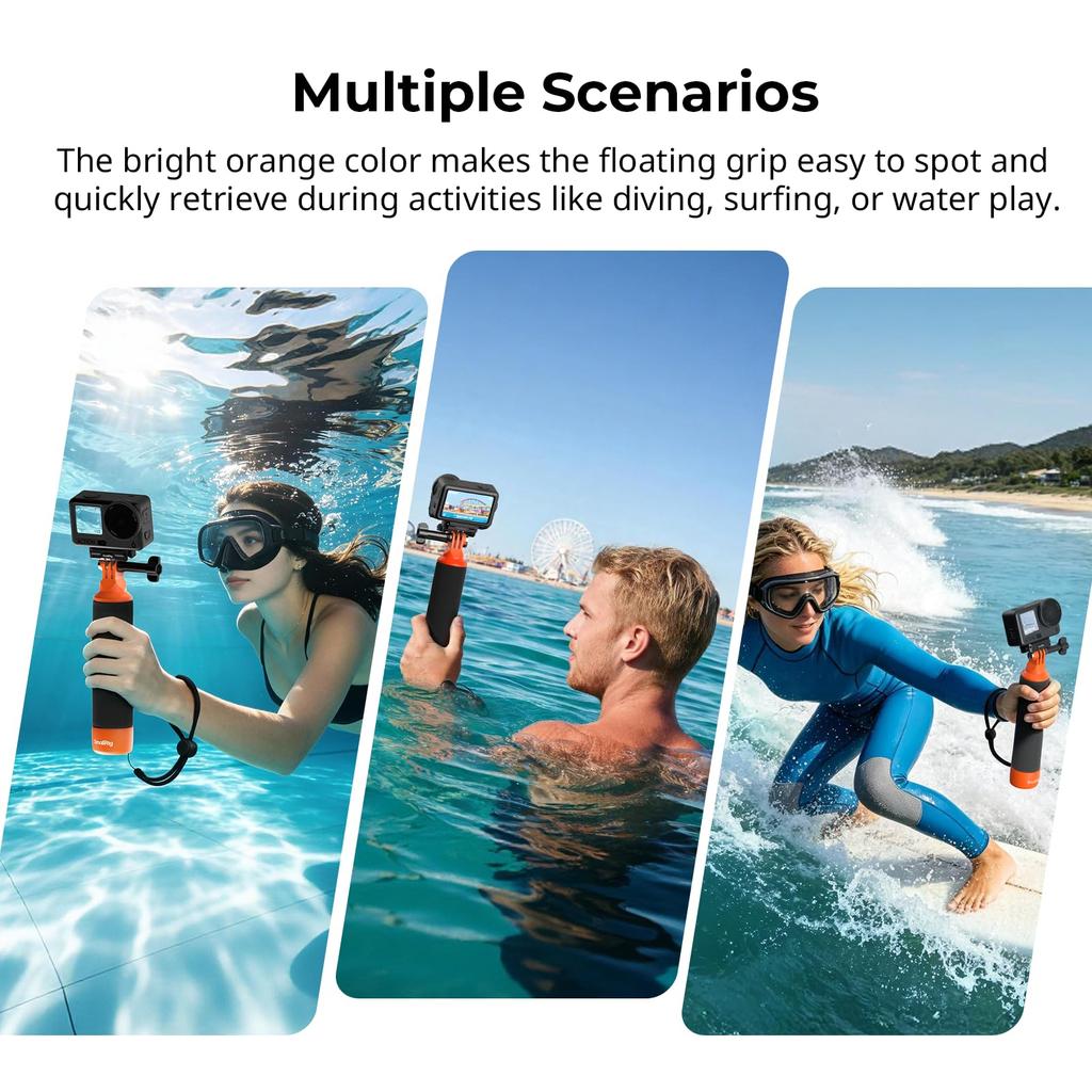 SmallRig Floating Hand Grip Waterproof Monopod Action Camera Accessory 6152 (Orange)