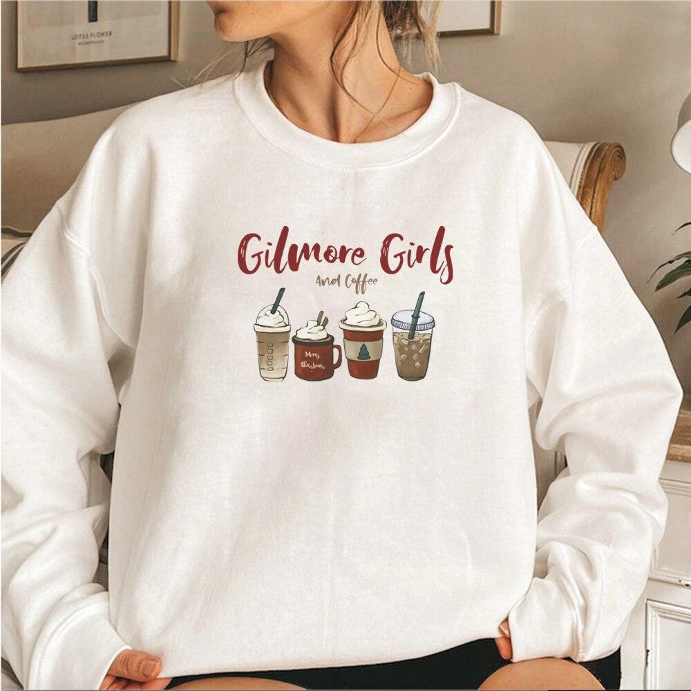 Lorelai Gilmore Girl Толстовка Gilmore Girls and Coffee Толстовка со звездами Полая рождественская кофейная толстовка с круглым вырезом Топ для рождественской вечеринки